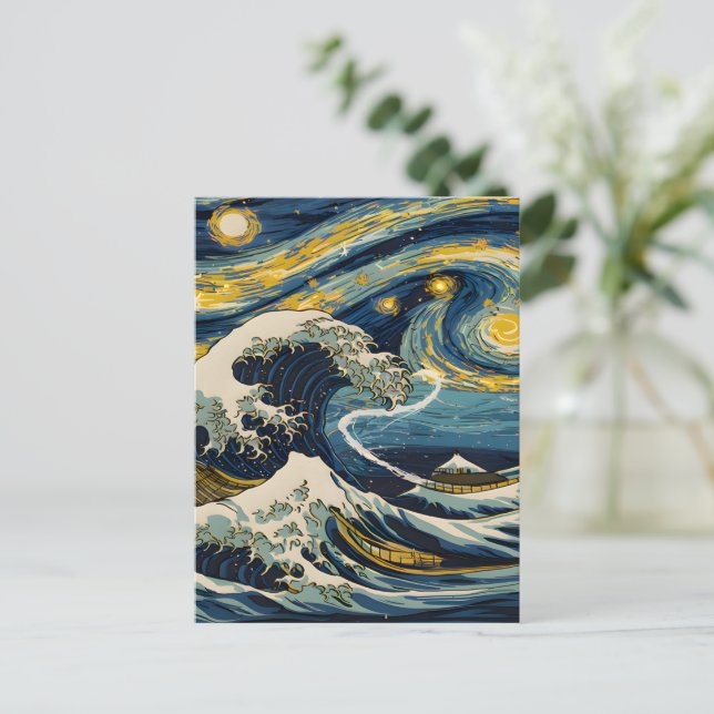 Starry Night Wave Postcard (Standing Front)