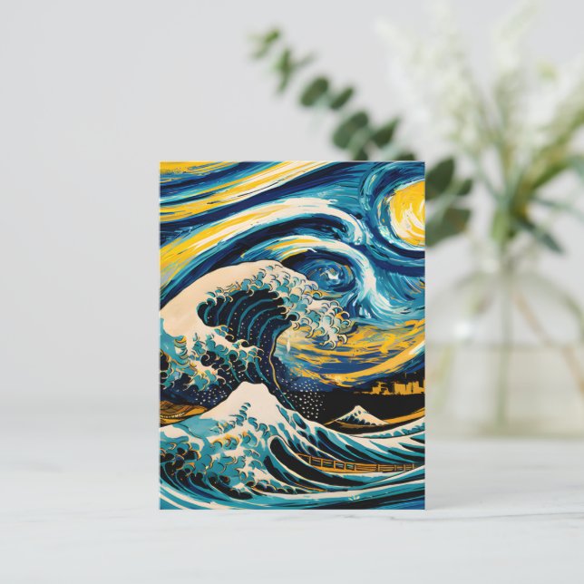 Starry Night Wave Postcard (Standing Front)