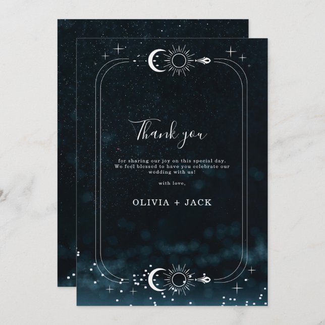 Starry Night Wedding Celestial Thank you card (Front/Back)