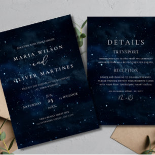 Starry Night Wedding Elegant Celestial Modern Invitation