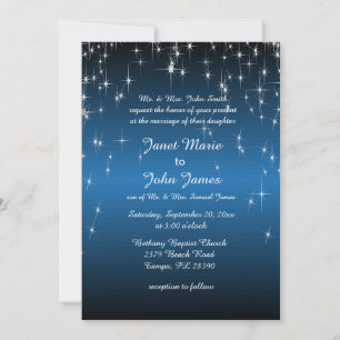Starry Night Wedding in Colour Metallic Blue Invitation