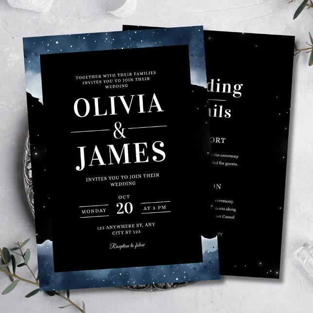 Starry Night Wedding Invitation, Elegant Night Sky Invitation (Creator Uploaded)