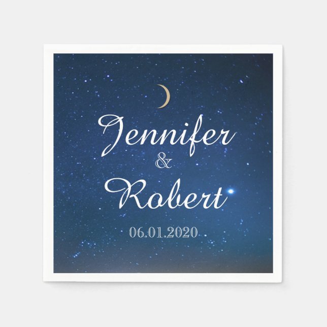 Starry Night Wedding Napkin (Front)
