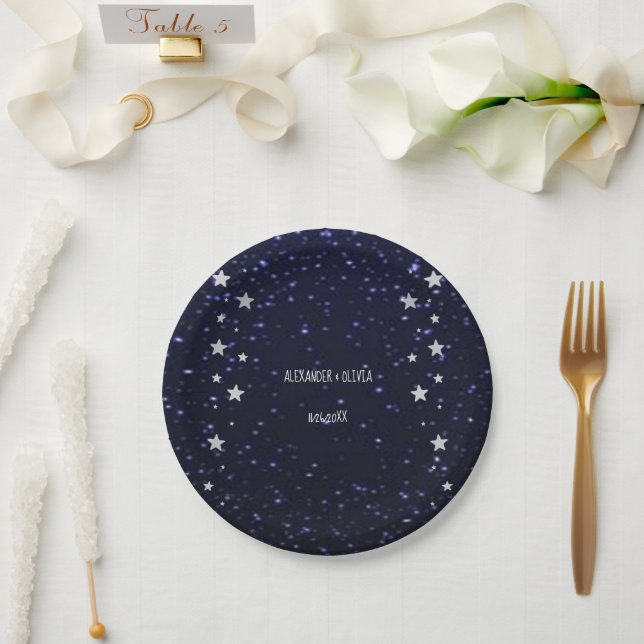 Starry Night Wedding Shower Paper Plate (Wedding)