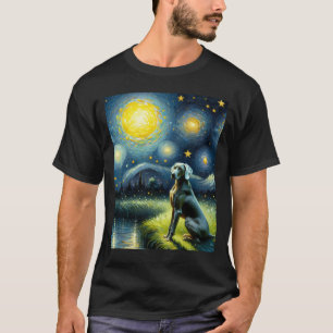 Starry Night Weimaraner Dog Van Gogh Lover T-Shirt