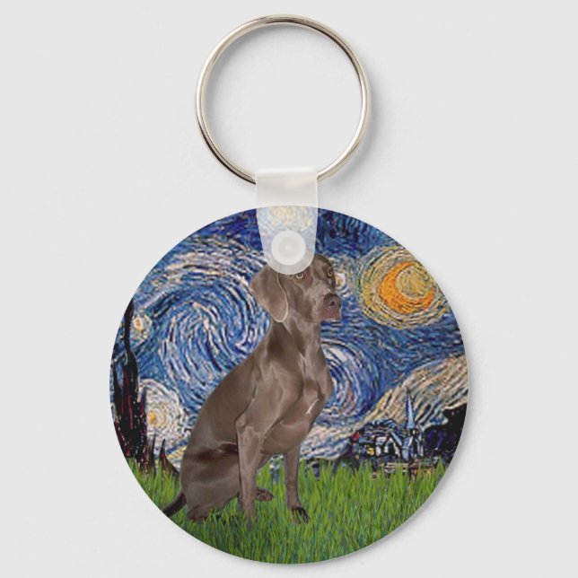 Starry Night - Weimaraner (Z) Key Ring (Front)