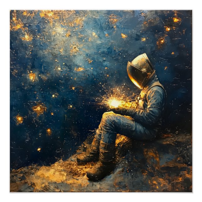 Starry Night Welder - Cosmic Welding Art Poster (Front)
