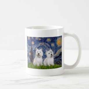 Starry Night - Westies (two) Coffee Mug
