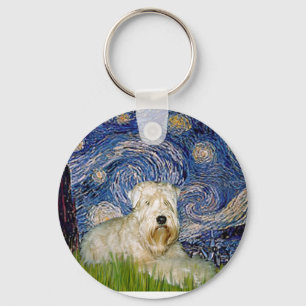Starry Night - Wheaten Terrier 1 Key Ring