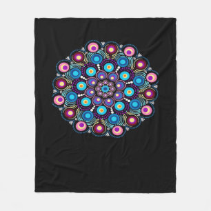 Starry Night Whimsigoth Dot Mandala Fleece Blanket