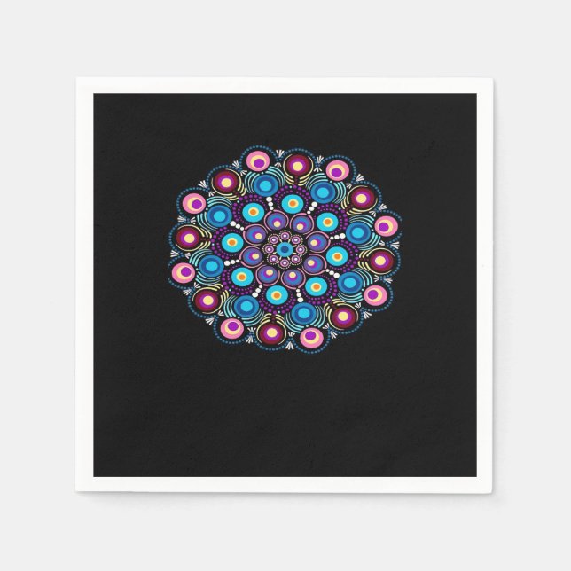 Starry Night Whimsigoth Dot Mandala Napkin (Front)