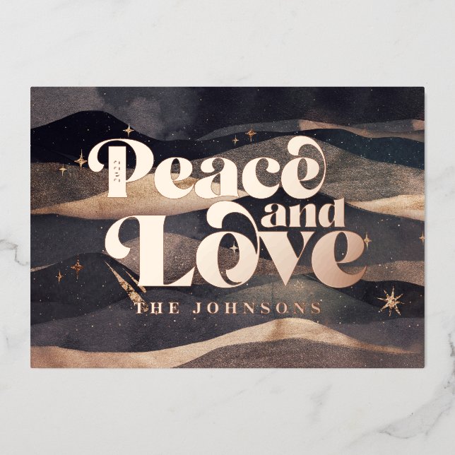 Starry Night Winter Sky Modern Elegant Chic Foil Holiday Card (Front)