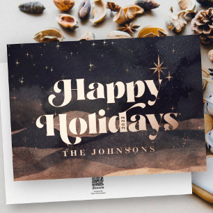 Starry Night Winter Sky Modern Elegant Chic Foil Holiday Card