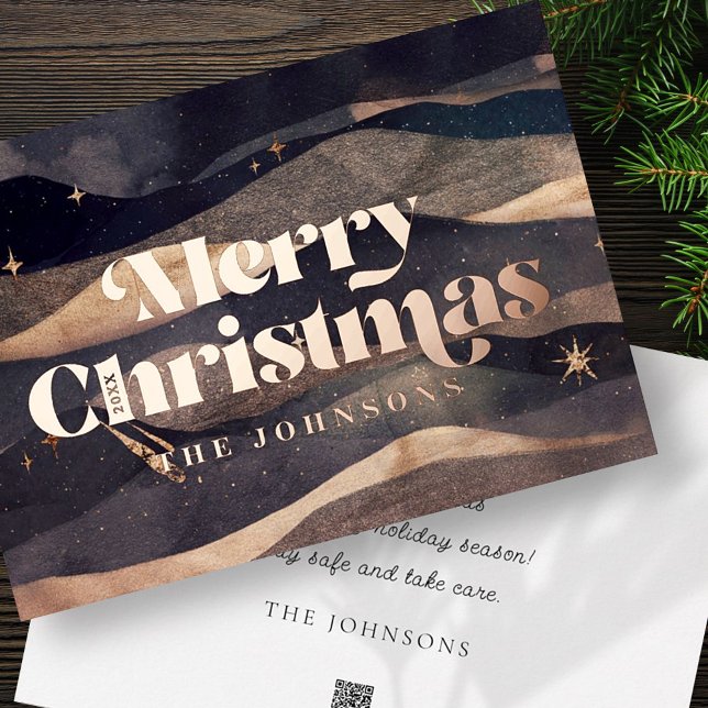 Starry Night Winter Sky Modern Elegant Chic Foil Holiday Postcard (Creator Uploaded)