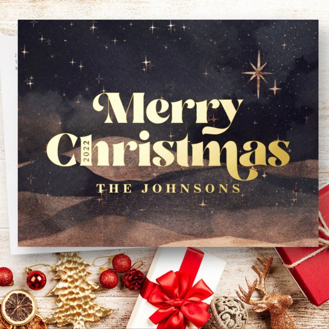 Starry Night Winter Sky Modern Elegant Chic Foil Holiday Postcard (Creator Uploaded)