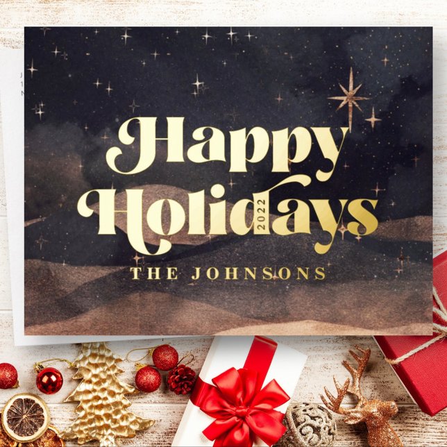 Starry Night Winter Sky Modern Elegant Chic Foil Holiday Postcard (Creator Uploaded)