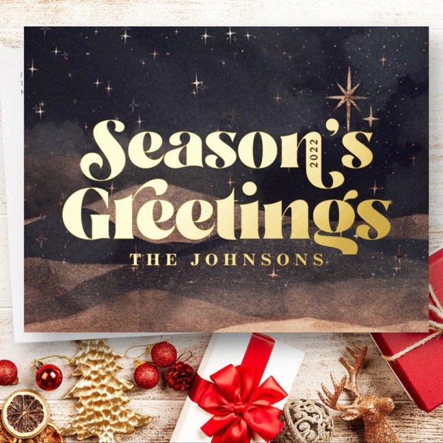 Starry Night Winter Sky Modern Elegant Chic Foil Holiday Postcard (Creator Uploaded)