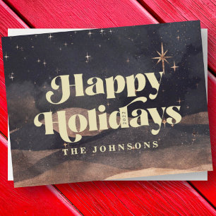 Starry Night Winter Sky Modern Elegant Chic Holiday Card