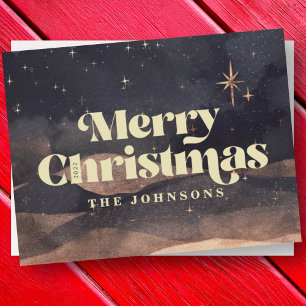 Starry Night Winter Sky Modern Elegant Chic Holiday Card