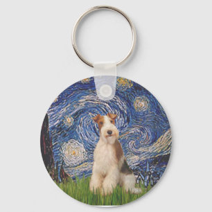 Starry Night - Wire Fox Terrier 3 Key Ring