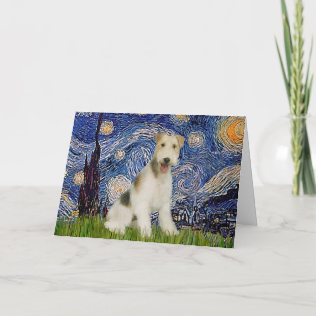 Starry Night - Wire Fox Terrier (M) Card (Front)