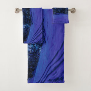 Starry night with full moon in forest bath towel set