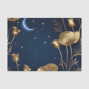 Starry Night with Gold Crescent Moon Tissue Paper