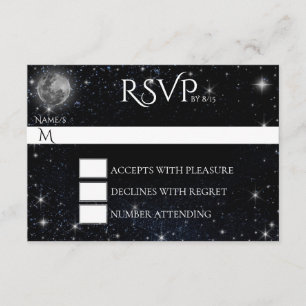 Starry Night with Moon RSVP Card