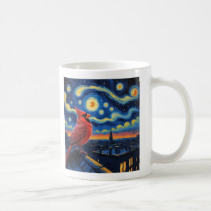 Starry Night with Northern Cardinal Coffee Mug