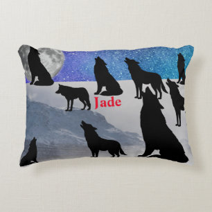 Starry Night Wolfpack Decorative Cushion