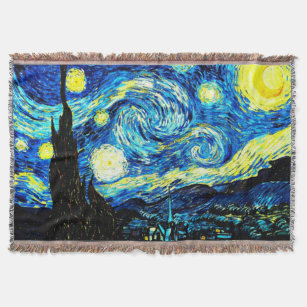 Starry Night, world famous painting by Van Gogh Throw Blanket