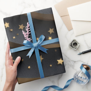 Starry Night Wrapping Paper Elegant Black and Go
