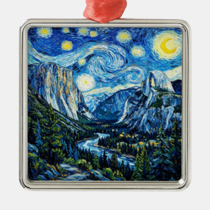 Starry Night Yosemite National Park Metal Ornament