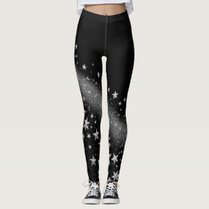 Starry Nights White Sparkle Elegant Leggings