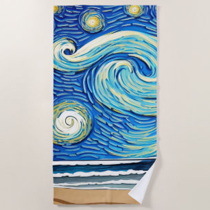 Starry Ocean Summer Beach Waves Towel