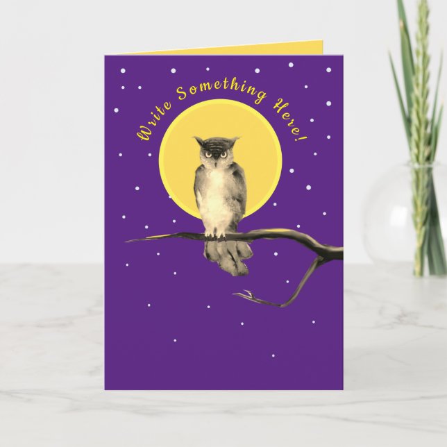 Starry Owl Personalised Autumn Card (Front)