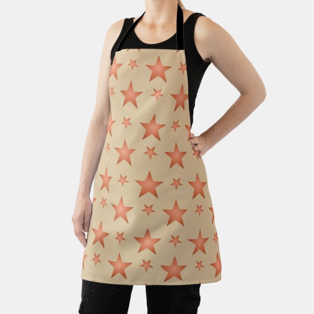 Starry pattern in gradient terracotta orange  apron (Insitu)