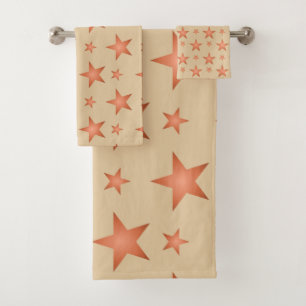 Starry pattern in gradient terracotta orange  bath towel set
