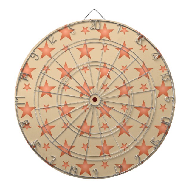 Starry pattern in gradient terracotta orange  dartboard (Front)