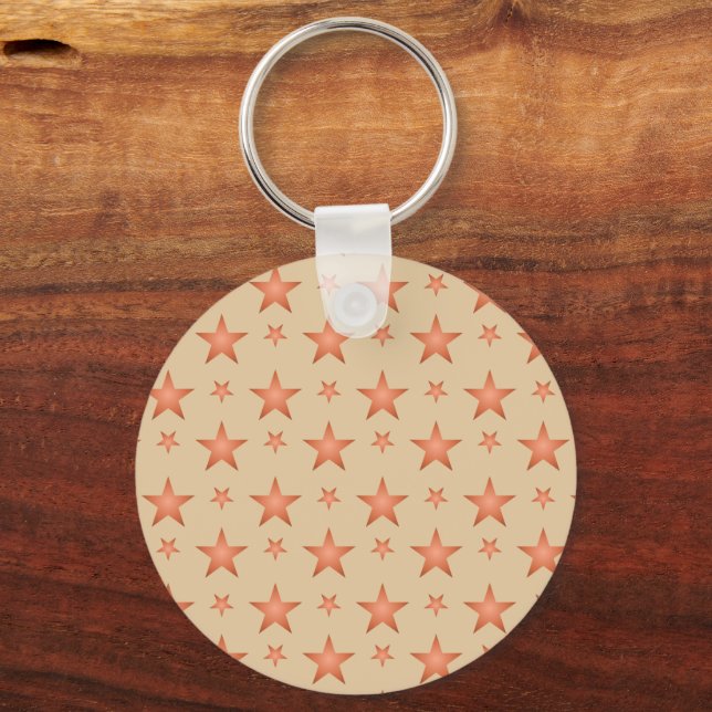 Starry pattern in gradient terracotta orange  key ring (Front)