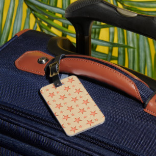 Starry pattern in gradient terracotta orange luggage tag
