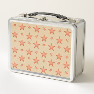 Starry pattern in gradient terracotta orange  metal lunch box