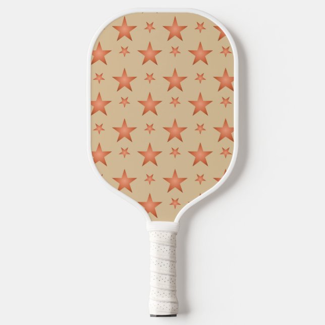 Starry pattern in gradient terracotta orange  pickleball paddle (Front)