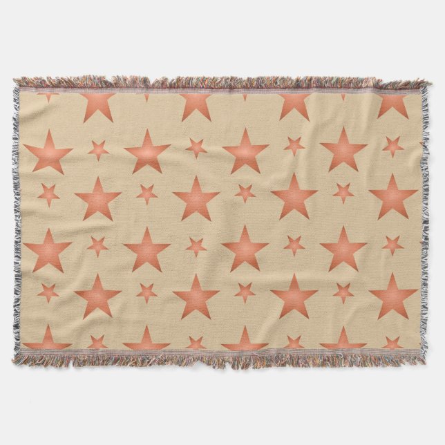 Starry pattern in gradient terracotta orange  throw blanket (Front)