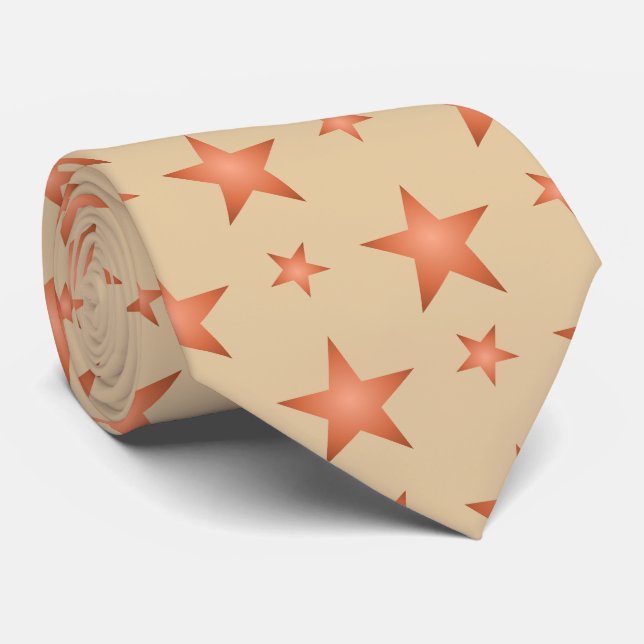 Starry pattern in gradient terracotta orange  tie (Rolled)