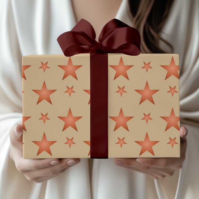 Starry pattern in gradient terracotta orange  wrapping paper (Creator Uploaded)