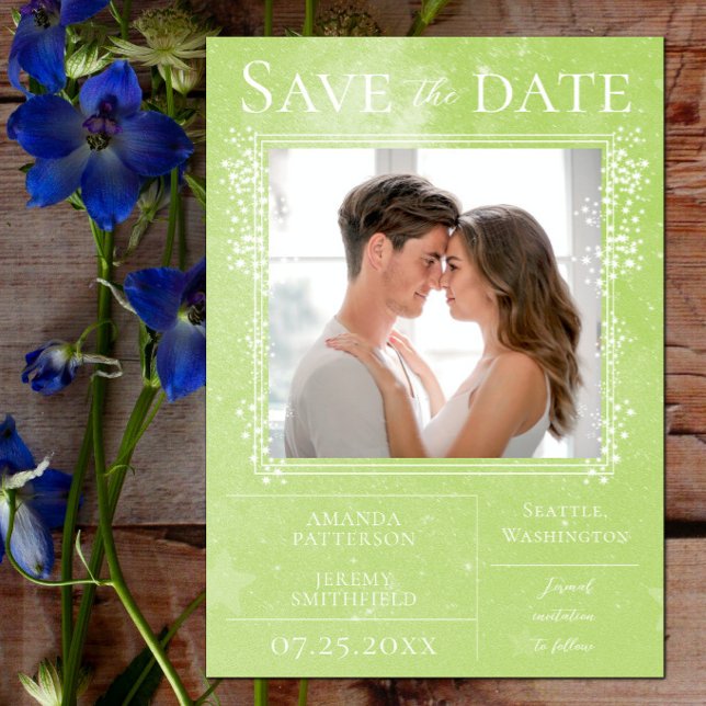 Starry Photo | Green Save the Date (Starry Photo Save the Date - Green)