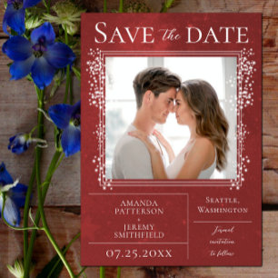 Starry Photo Red Save the Date