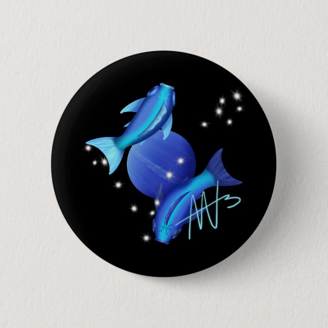 Starry Pisces Neptune Zodiac 6 Cm Round Badge (Front)