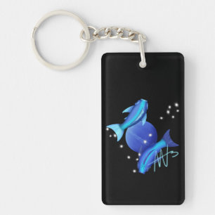 Starry Pisces Neptune Zodiac Key Ring